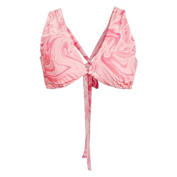 Time and Tru Cross Front Convertible Back Swimsuit Top Marble Pink size S (4-6) - Picture 3 of 9
